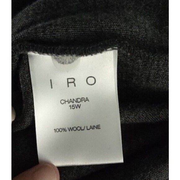 IRO Women's Sz Medium Gray Chandra Wool V-Neck Mini Dress Bodycon - Picture 5 of 6